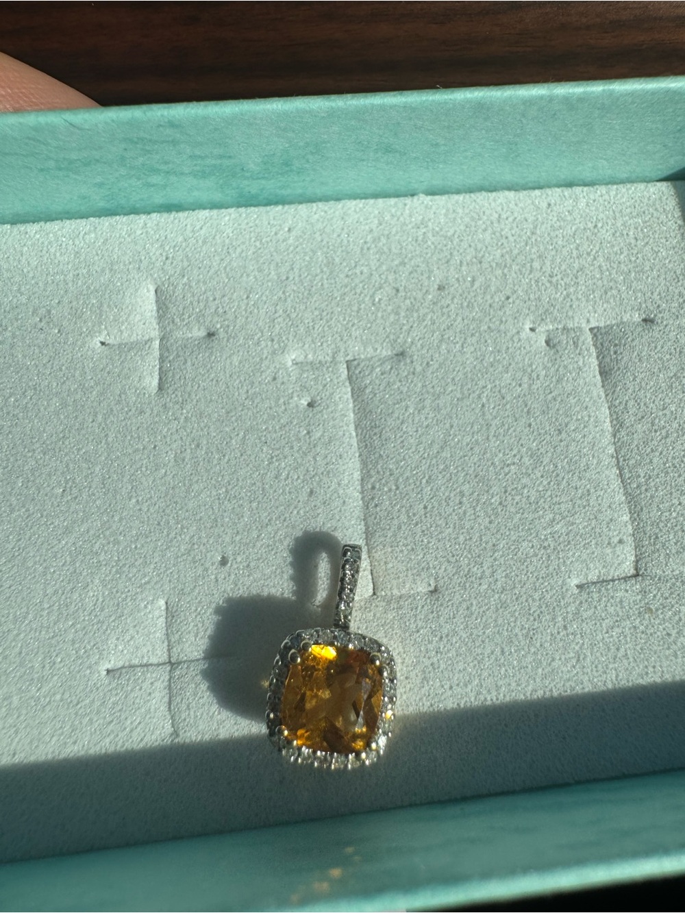 Yellow Citrine Halo Pendant 10k yellow gold - Women Jewelry